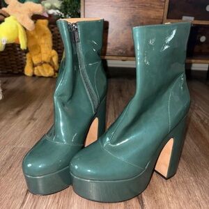 Jessica Simpson Emerald Green Patent Platform Ankle Boots